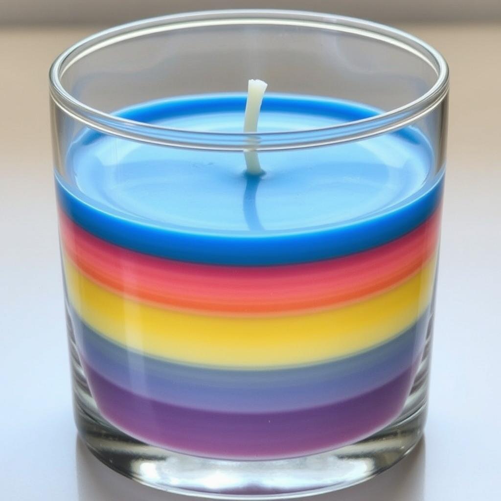 Kolorowa świeca warstwowa z różnymi odcieniami wosku