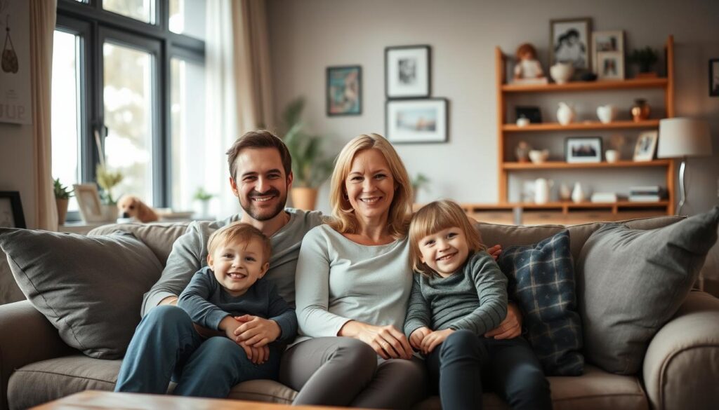 A warm, intimate family portrait of Monika Andrzejczak surrounded by her loved ones. The scene depicts a cozy living room setting, with soft natural lighting filtering through large windows. Monika sits comfortably on a plush sofa, flanked by her husband and two young children, all smiling genuinely at the camera. Their expressions radiate a sense of close-knit familial bond and domestic bliss. The background features subtle details like bookshelves, family photos, and personal mementos, creating a lived-in, homely atmosphere. The overall composition and mood convey the theme of "Życie Prywatne: Rodzina, Małżeństwo i Wyzwania" with a warm, intimate, and relatable tone. A warm, intimate family portrait of Monika Andrzejczak surrounded by her loved ones. The scene depicts a cozy living room setting, with soft natural lighting filtering through large windows. Monika sits comfortably on a plush sofa, flanked by her husband and two young children, all smiling genuinely at the camera. Their expressions radiate a sense of close-knit familial bond and domestic bliss. The background features subtle details like bookshelves, family photos, and personal mementos, creating a lived-in, homely atmosphere. The overall composition and mood convey the theme of "Życie Prywatne: Rodzina, Małżeństwo i Wyzwania" with a warm, intimate, and relatable tone.