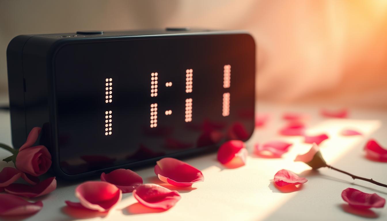 Anielska liczba 111 pojawiająca się na cyfrowym zegarze, symbolizująca jej znaczenie w miłości