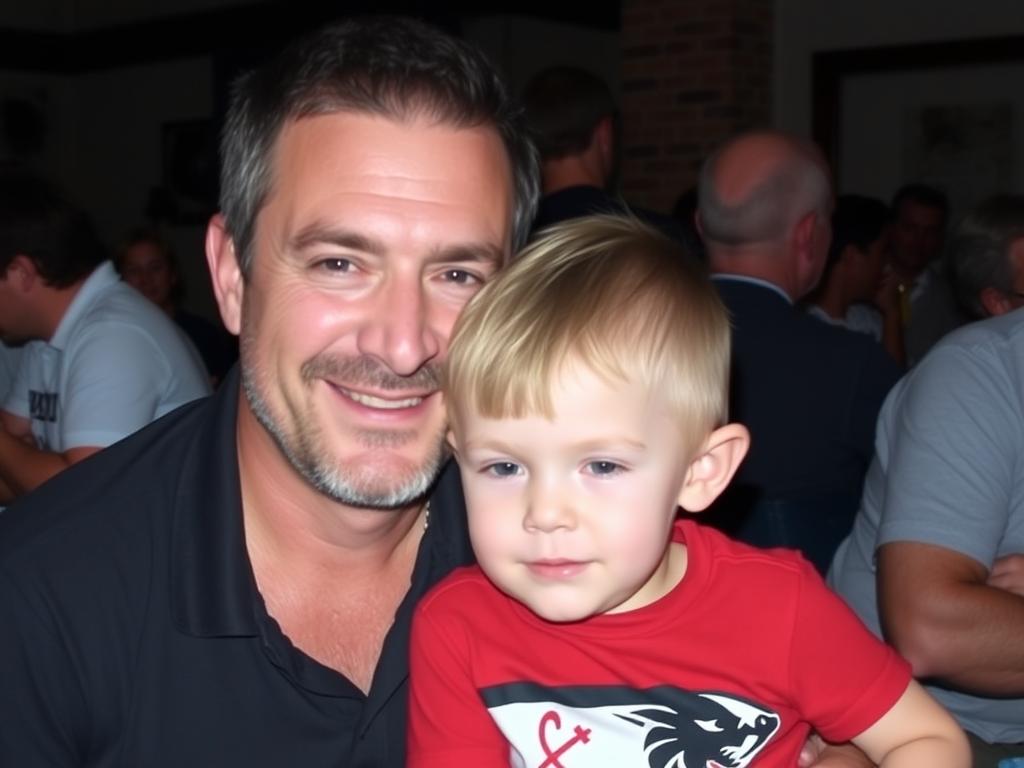 Daniel Obajtek podczas rodzinnego wydarzenia z synem Daniel Obajtek podczas rodzinnego wydarzenia z synem