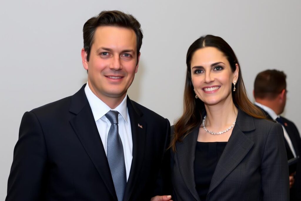 Daniel Obajtek z partnerką Pauliną Salą podczas oficjalnego wydarzenia Daniel Obajtek z partnerką Pauliną Salą podczas oficjalnego wydarzenia