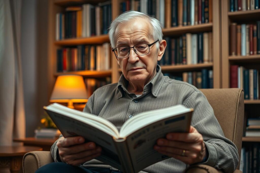 Eugeniusz Mleczak podczas czytania - pasja do literatury jest ważnym elementem jego życiorysu Eugeniusz Mleczak podczas czytania - pasja do literatury jest ważnym elementem jego życiorysu