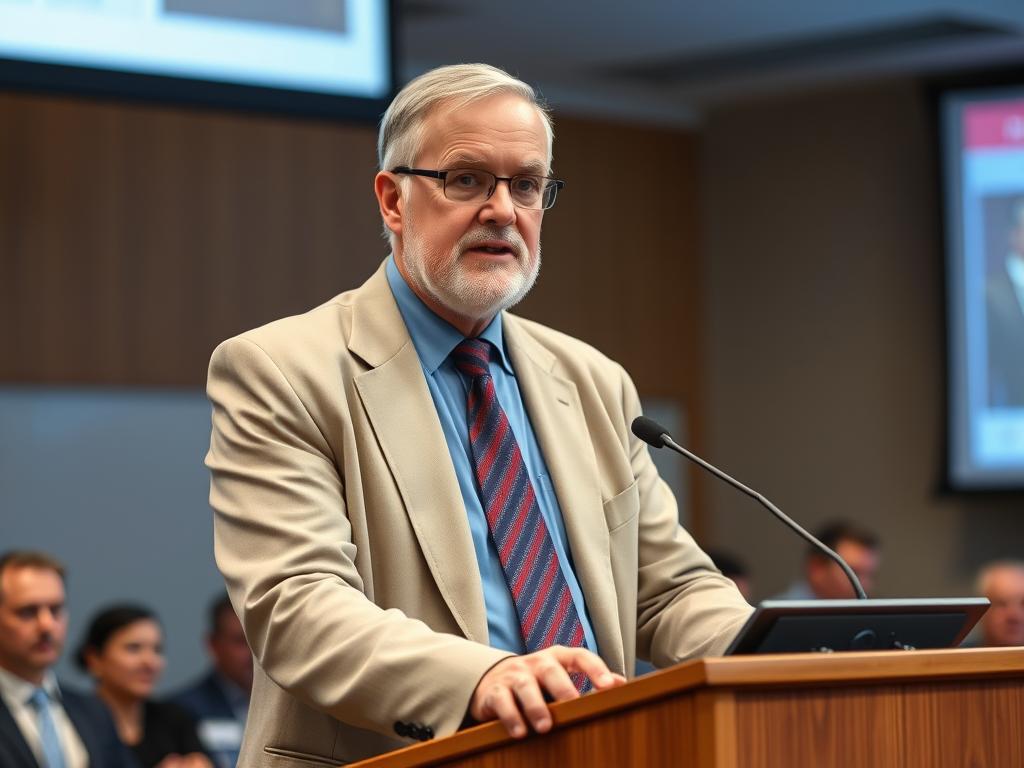 Eugeniusz Mleczak podczas wykładu - element jego życiorysu związany z działalnością edukacyjną Eugeniusz Mleczak podczas wykładu - element jego życiorysu związany z działalnością edukacyjną