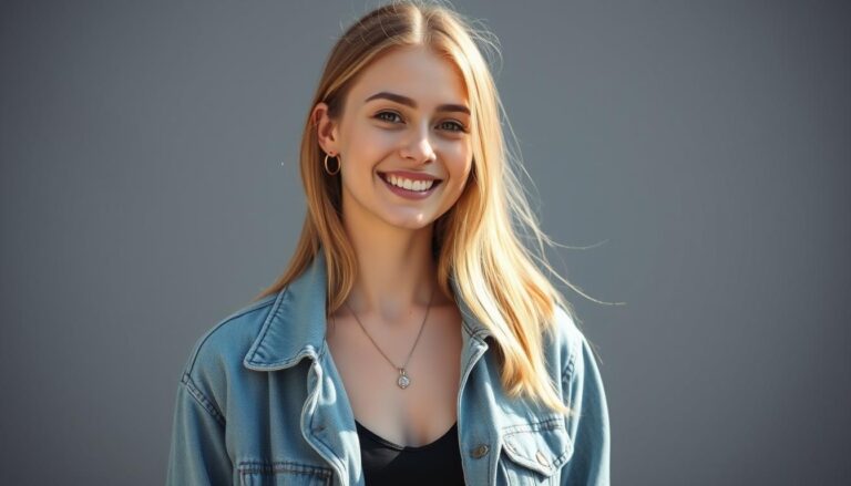 Julia Nowakowska uśmiechnięta influencerka w casualowym stroju