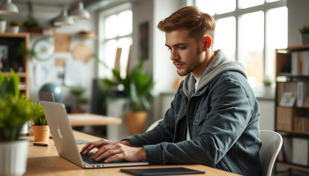 Nowciax podczas pracy nad nowym projektem, symbolizujący jego przyszłe plany Nowciax podczas pracy nad nowym projektem, symbolizujący jego przyszłe plany