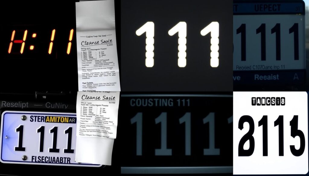 Synchronizacja 111 widoczna na różnych urządzeniach i przedmiotach codziennego użytku Synchronizacja 111 widoczna na różnych urządzeniach i przedmiotach codziennego użytku