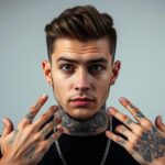 Szymon Sobel - portret młodego rapera z charakterystycznymi tatuażami na twarzy i dłoniach, sobel wiek