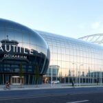 Wizualizacja Oceanarium Nautilus Gdańsk - widok z zewnątrz kompleksu przy stadionie Energa Gdańsk