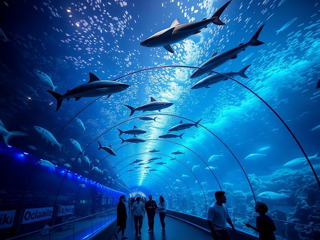 Wizualizacja wnętrza Oceanarium Nautilus Gdańsk - podwodny tunel z rekinami i egzotycznymi rybami Wizualizacja wnętrza Oceanarium Nautilus Gdańsk - podwodny tunel z rekinami i egzotycznymi rybami