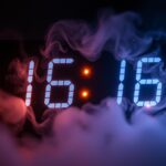 Zegar pokazujący godzinę 16:16 z symbolami numerologicznymi