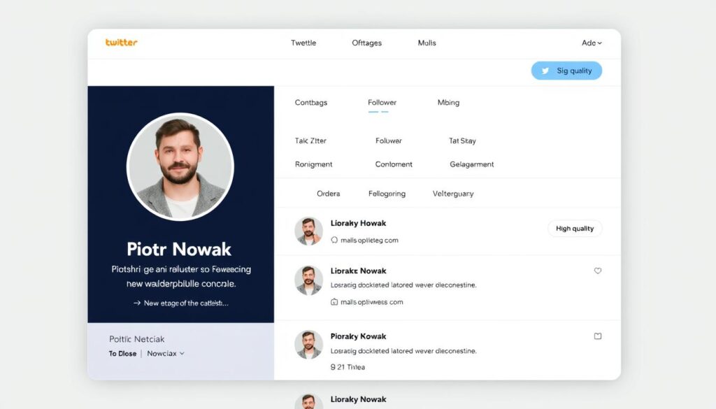 Zrzut ekranu profilu Nowciaxa na Twitterze pokazujący jego aktywność i interakcje z fanami