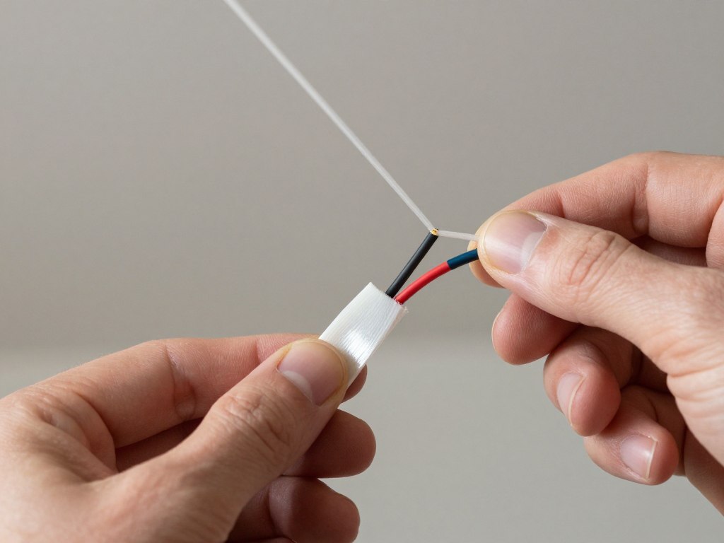 Łączenie kabla z liną pilotującą za pomocą taśmy izolacyjnej