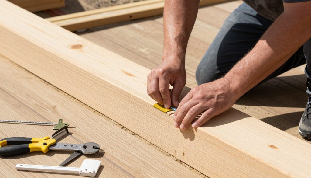 Montaż legarów pod taras drewniany