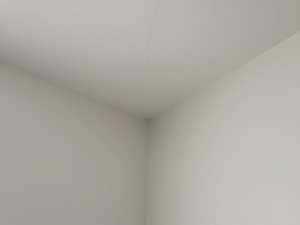 Pęknięcia na łączeniu sufitu i ściany w narożniku pomieszczenia