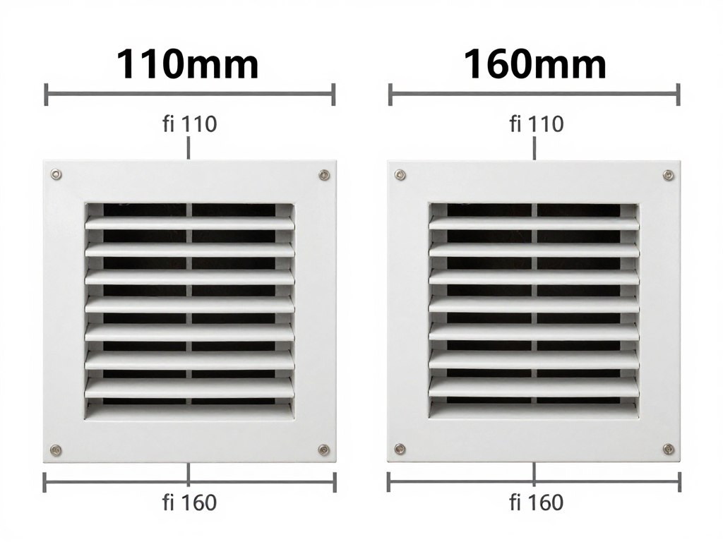 Porównanie czerpni powietrza do kominka fi 110 i fi 160