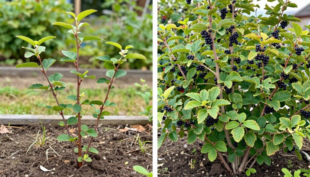 Porównanie przycinania młodych i starych krzewów jagody kamczackiej