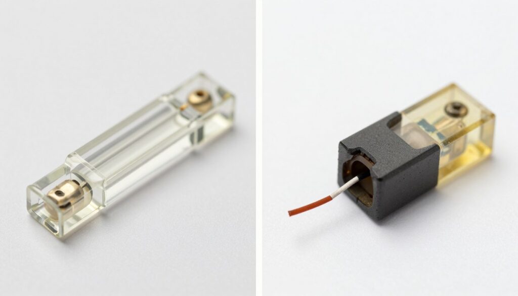 Porównanie sprawnego i przepalonego bezpiecznika w piekarniku Porównanie sprawnego i przepalonego bezpiecznika w piekarniku