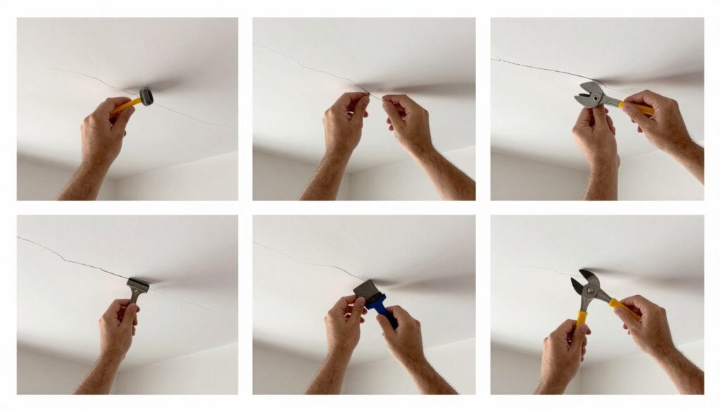 Proces naprawy pęknięć na suficie podwieszanym krok po kroku