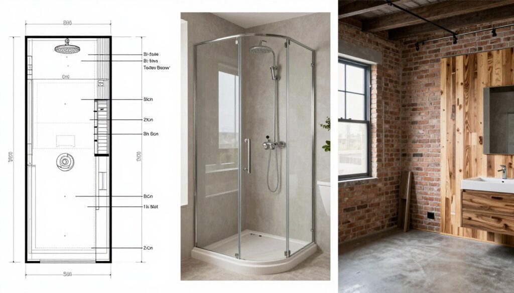 Proces urządzania łazienki loft z prysznicem bez brodzika