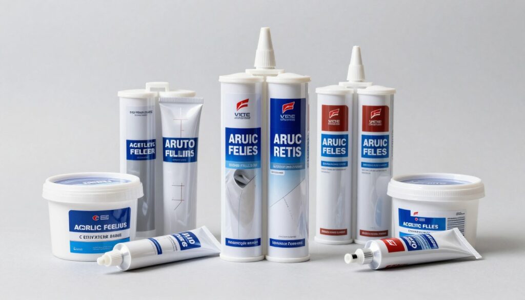 Różne rodzaje mas akrylowych do naprawy pęknięć na suficie