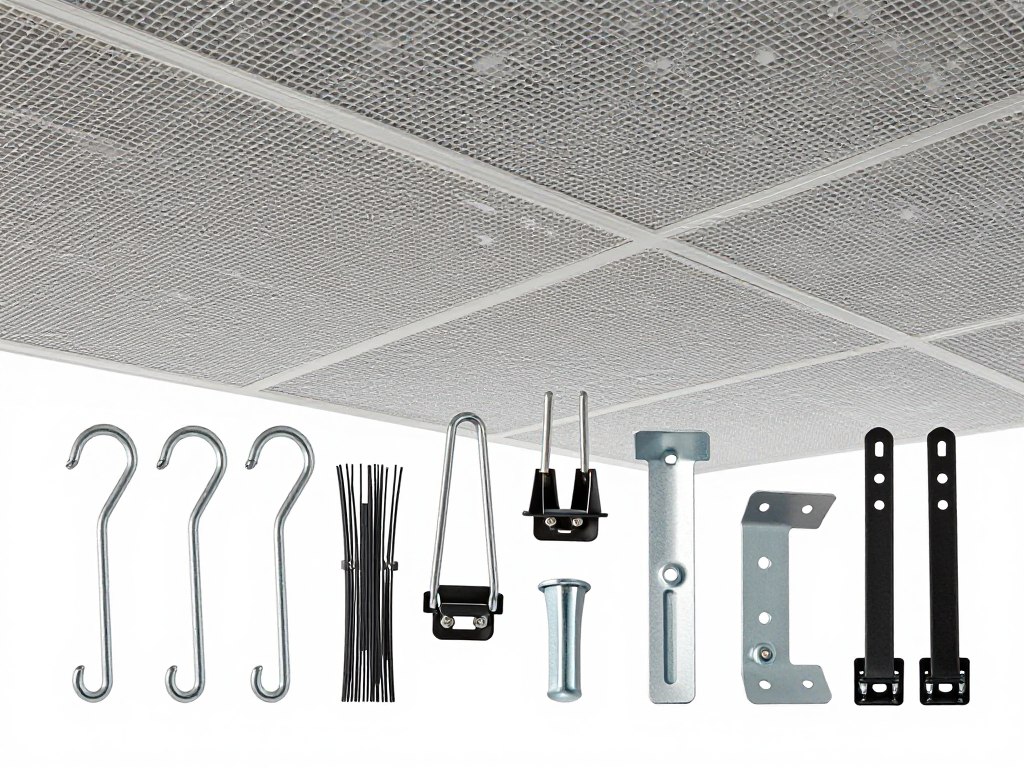 Różne rodzaje uchwytów do mocowania kabli w suficie podwieszanym