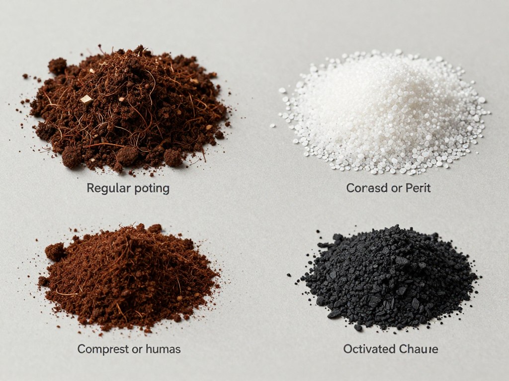 Różne składniki podłoża idealnego do doniczki dla palmy Różne składniki podłoża idealnego do doniczki dla palmy