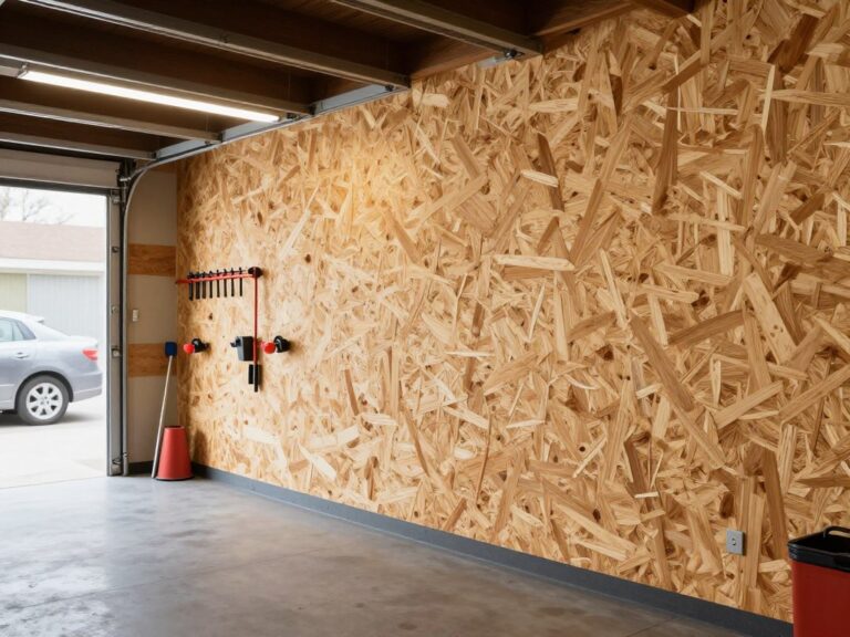 Ściany bez gładzi w garażu wykończone płytami OSB