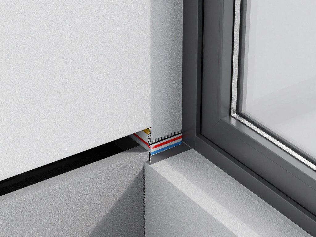 Szczegół wykonania wylewki przy oknie balkonowym