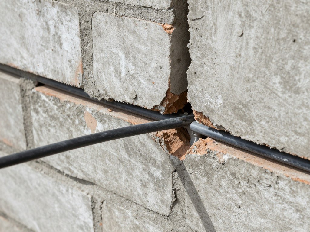 Technika przeciągania kabla przez ścianę murowaną z użyciem rurki osłonowej