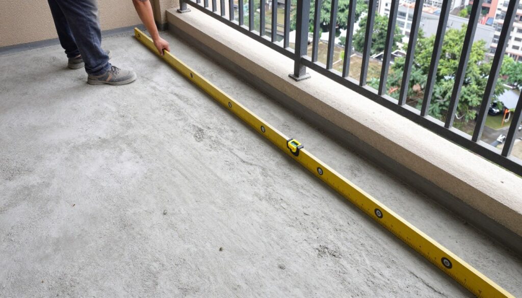 Wykonywanie wylewki ze spadkiem na balkonie