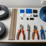 Zestaw narzędzi do przeciągania kabli: stalki, taśmy, magnesy i przepychacze