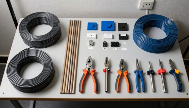 Zestaw narzędzi do przeciągania kabli: stalki, taśmy, magnesy i przepychacze