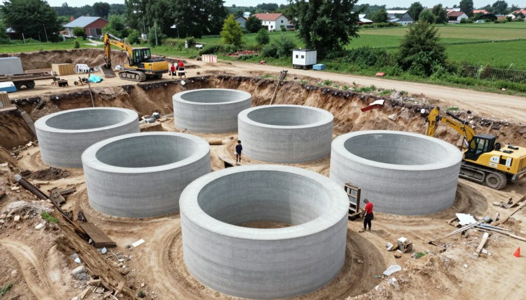 Budowa szamba z kręgów betonowych o dużej średnicy