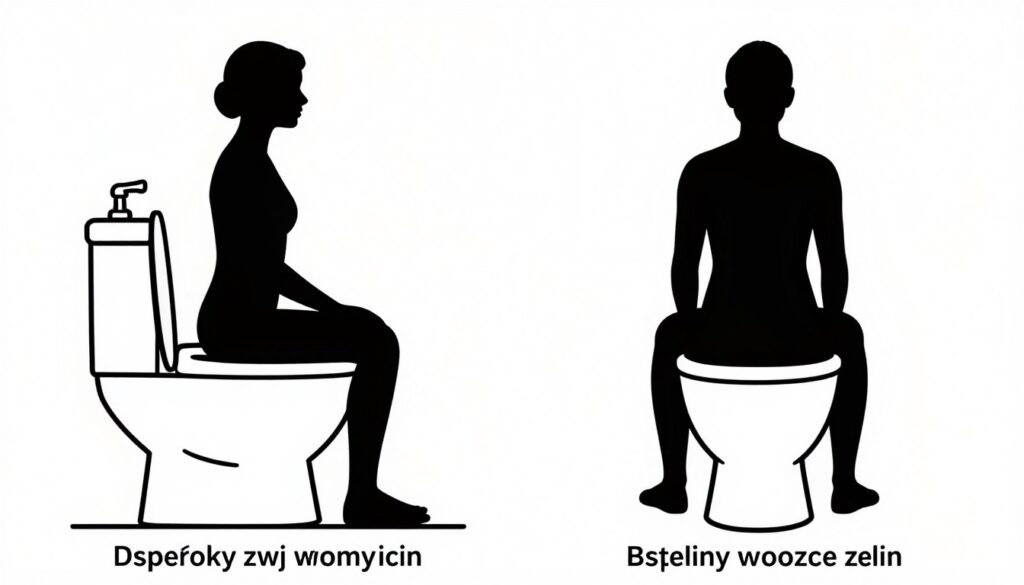 Dwie pozycje siadania na bidecie - przodem i tyłem do baterii