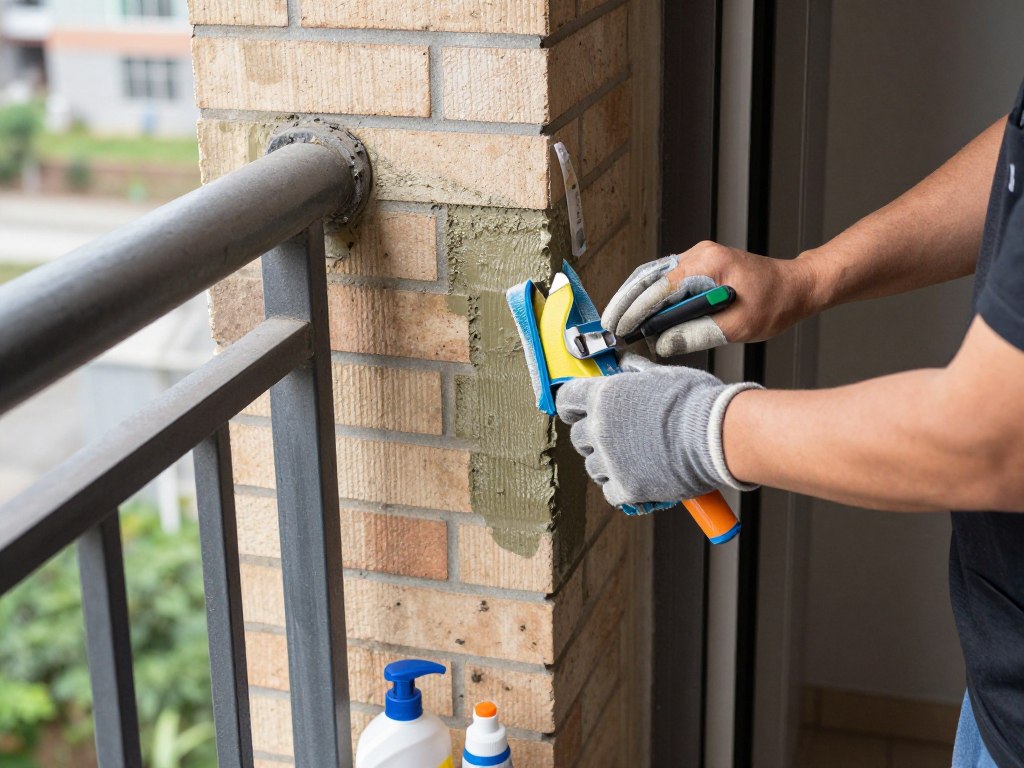 Konserwacja murku zamiast balustrady na balkonie - czyszczenie i impregnacja