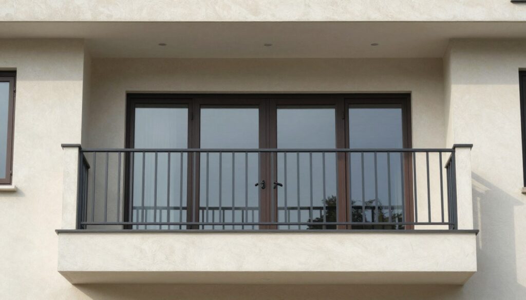 Murek zamiast balustrady dopasowany do stylu elewacji nowoczesnego domu