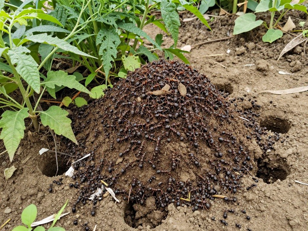 Nadmierne mrowisko w ogrodzie wymagające interwencji