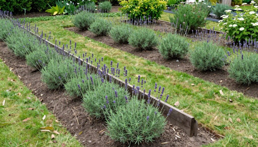 Ogród z naturalnymi barierami dla mrówek, takich jak lawenda i rozmaryn