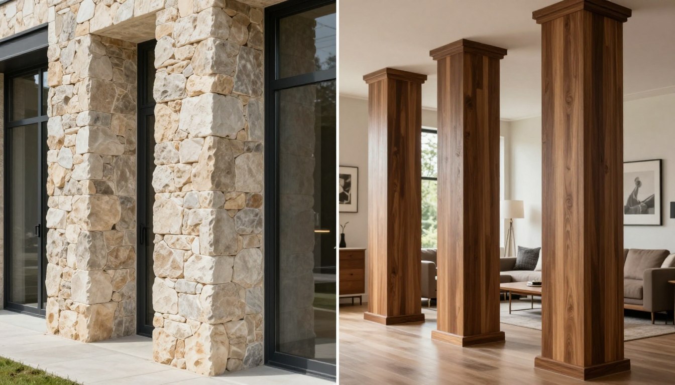 Porównanie filarów zewnętrznych i wewnętrznych - różnice w wykończeniu i materiałach