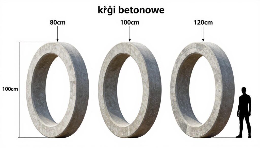 Porównanie kręgów betonowych o średnicach 80, 100 i 120 cm