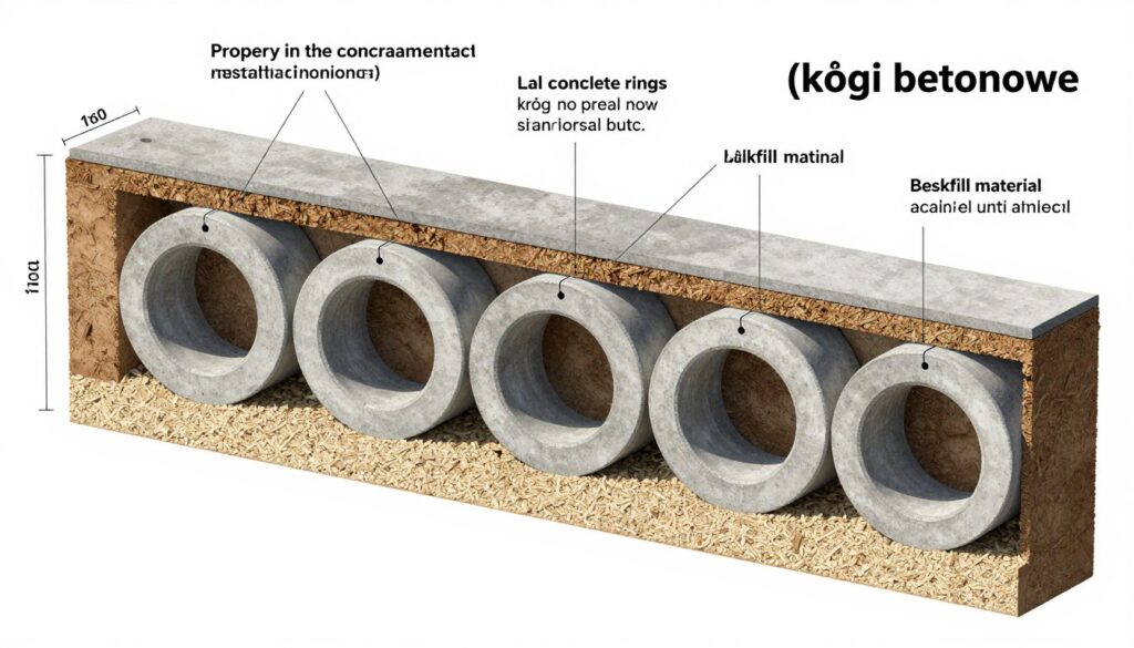 Schemat prawidłowego montażu kręgów betonowych