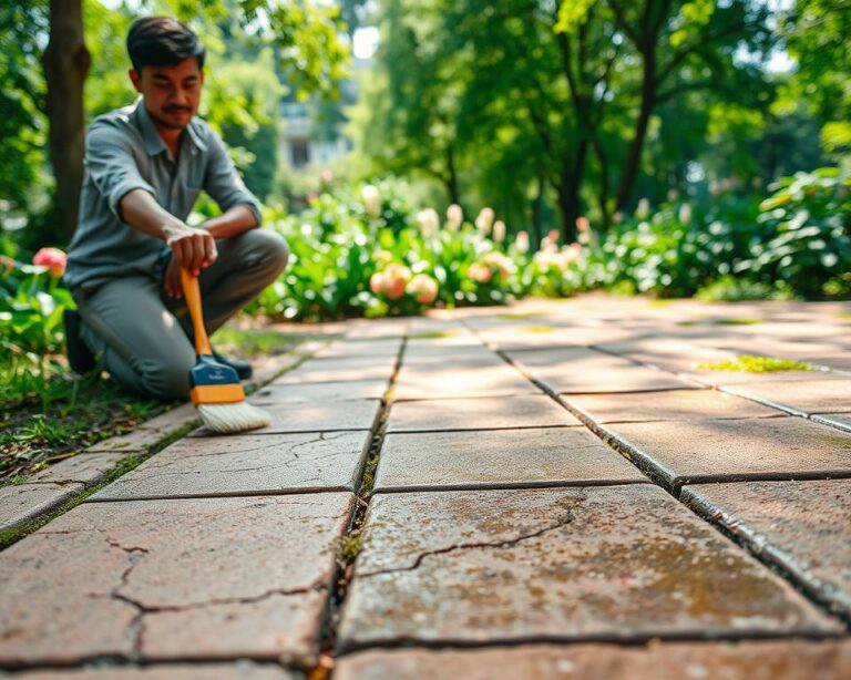 stare płytki chodnikowe w ogrodzie