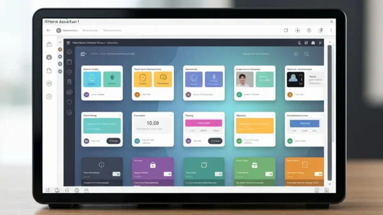Dashboard Home Assistant na ekranie ze zintegrowanymi urządzeniami smart home na Raspberry Pi